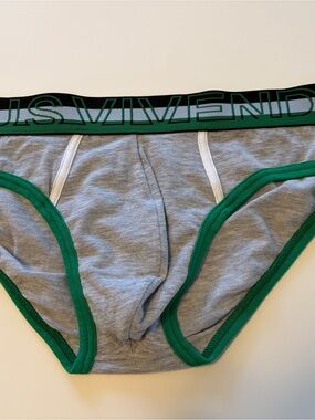 Grey Briefs with Green Trim — Comfortable Men's Cotton Briefs